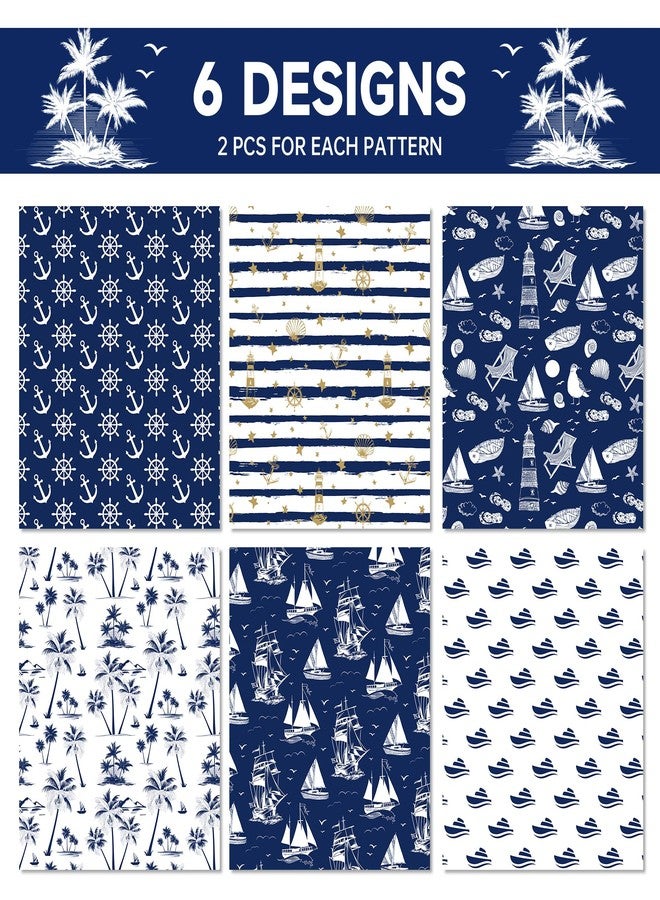 DodelyGz 12 Sheets Nautical Theme Gift Wrapping Paper, Navy Anchor Ocean Design Wrapping Paper For Birthdays, Holidays & Baby Showers DIY Gift Packing Crafting,20 x 27 inches, - Image 3